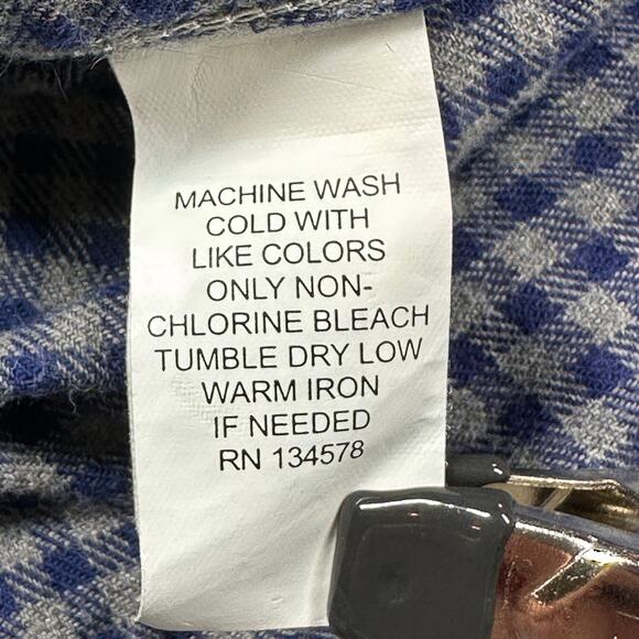 Vineyard Vines Shirt Mens XSmall Blue Gray Whale Shepherds Check Plaid Flannel - Picture 11 of 12